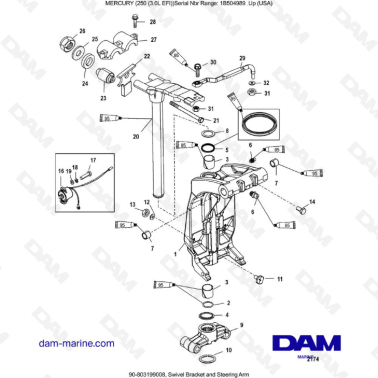 MERCURY 250 EFI 3.0L - Swivel Bracket and Steering Arm