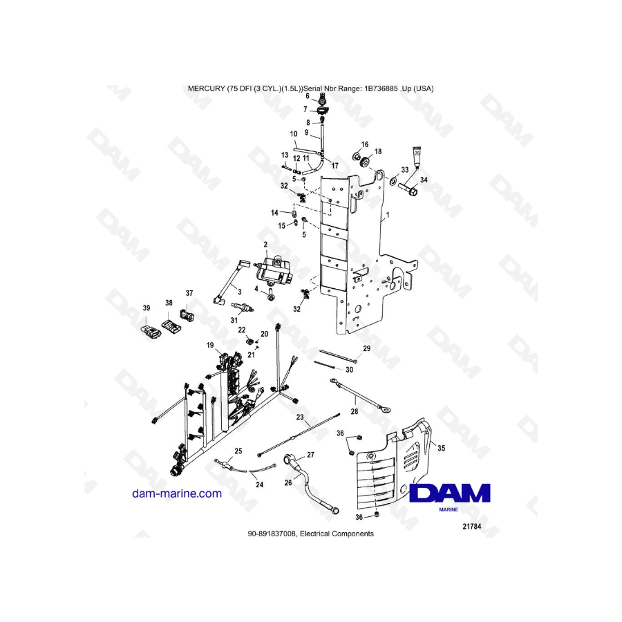Mercury Optimax 75 - Electrical components