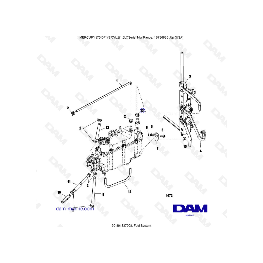 Mercury Optimax 75 - Sistema de combustible