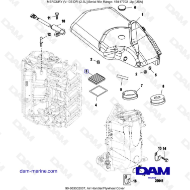 Mercury V-135 Optimax - Air Handler/Flywheel Cover