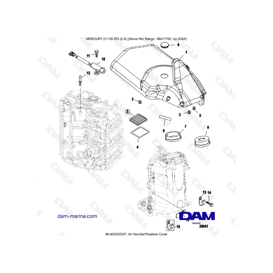 Mercury V-135 Optimax - Air Handler/Flywheel Cover