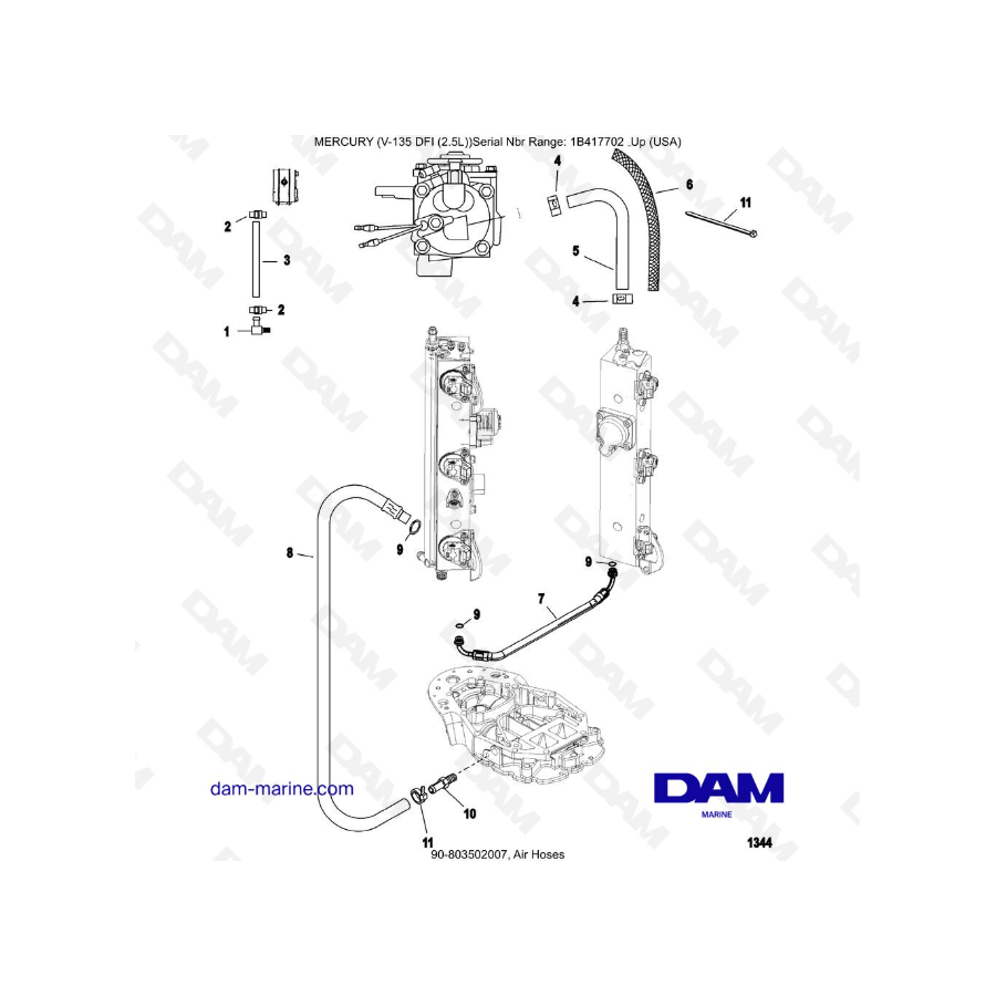 Mercury V-135 Optimax - Air Hoses