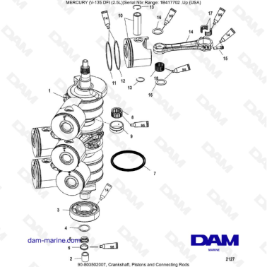 Mercury V-135 Optimax - Crankshaft, Pistons and Connecting Rods