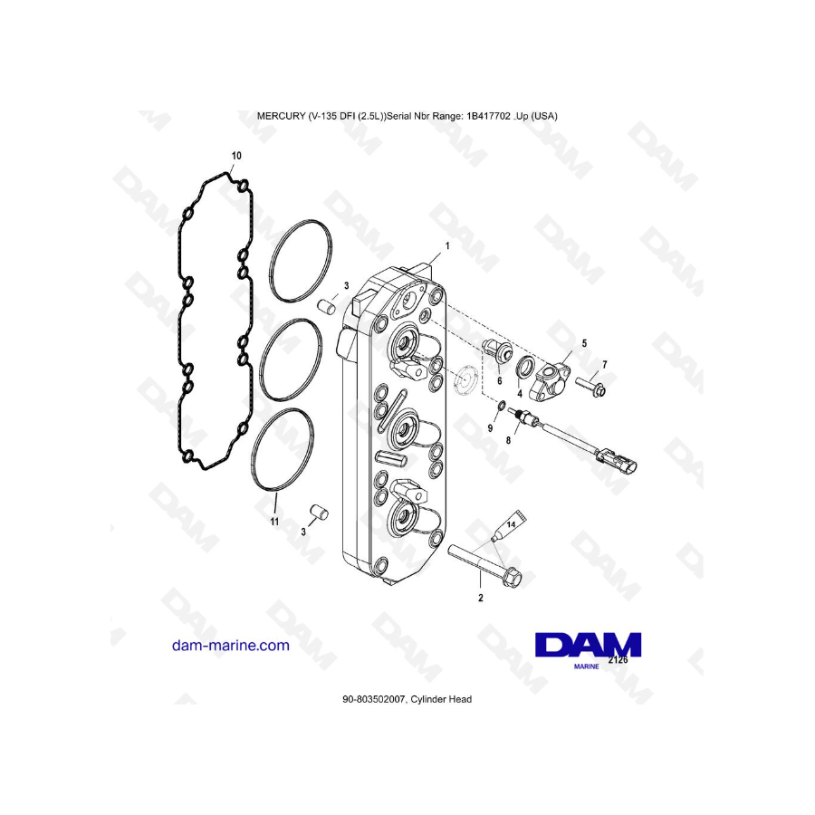 Mercury V-135 Optimax - Cylinder Head