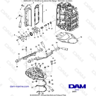 Mercury V-135 Optimax - Exhaust Manifold and Exhaust Plate