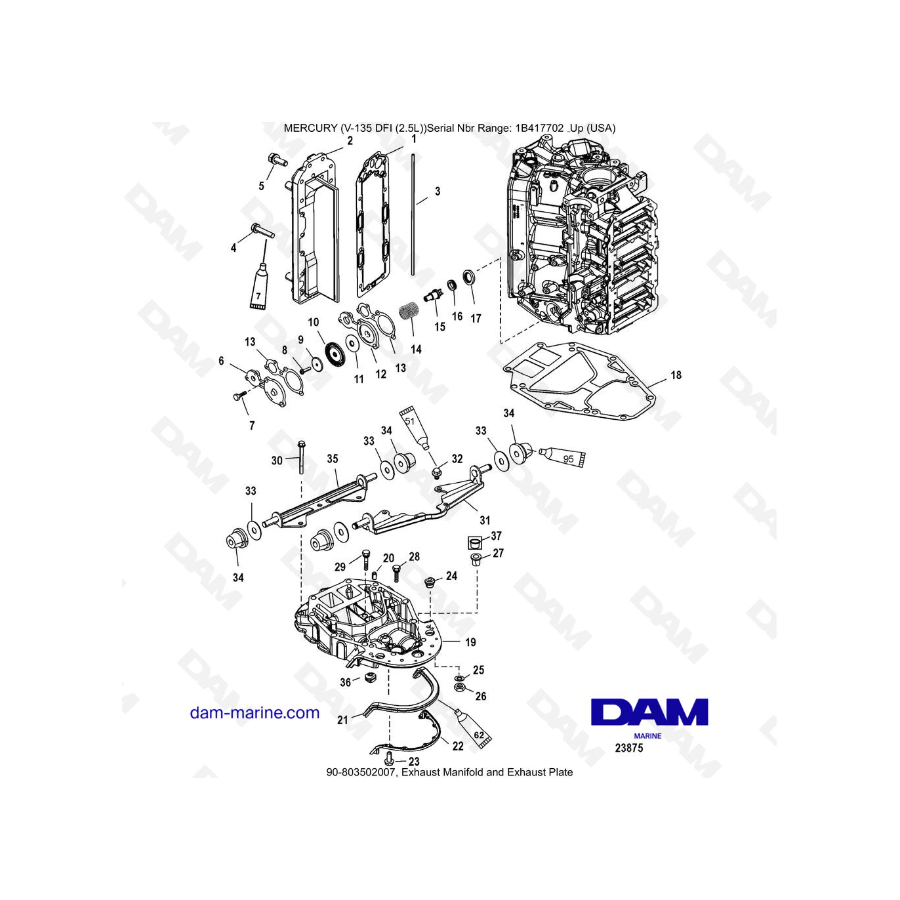 Mercury V-135 Optimax - Exhaust Manifold and Exhaust Plate