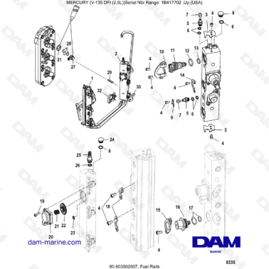 Mercury V-135 Optimax - Fuel Rails
