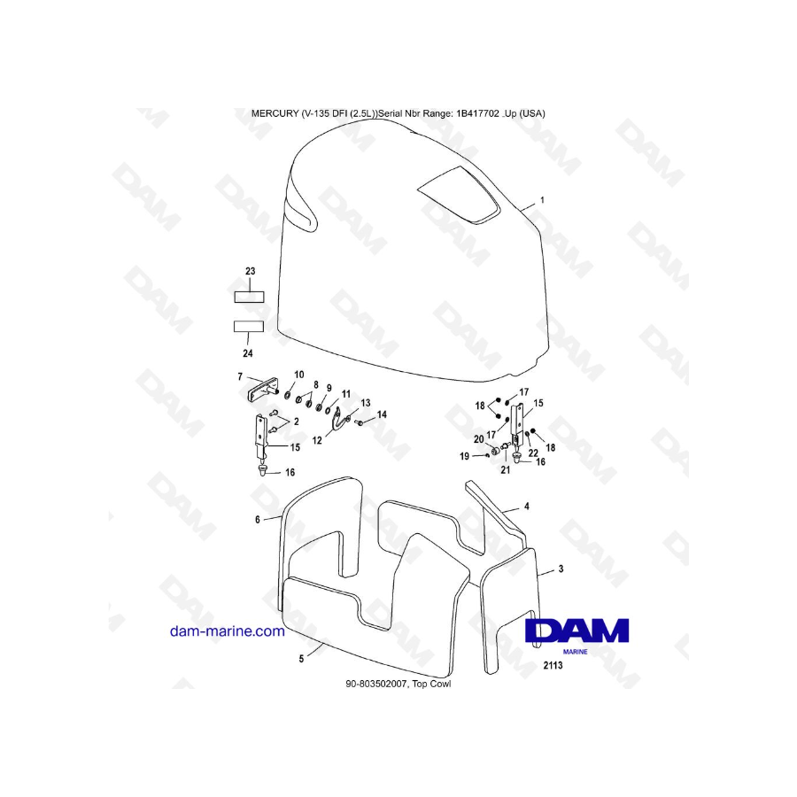 Mercury V-135 Optimax - Top Cowl
