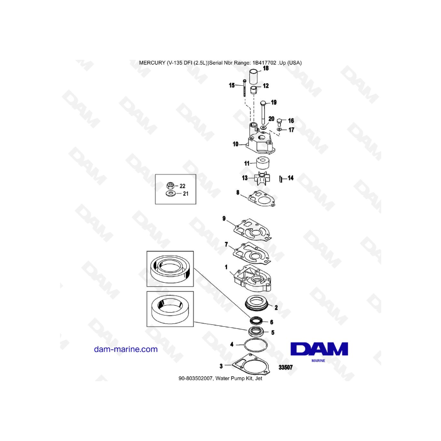 Mercury V-135 Optimax - Kit de bomba de agua, surtidor