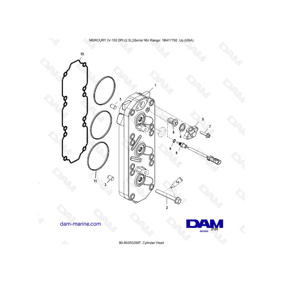 Mercury V-150 DFI (2.5L) - Cylinder Block and End Caps