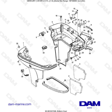 Mercury 125 DFI 1.5L - Bottom Cowl