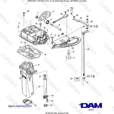 Mercury 125 DFI 1.5L - Exhaust Plate