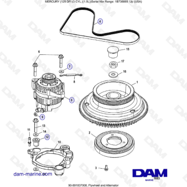 Mercury 125 DFI 1.5L - Flywheel and Alternator