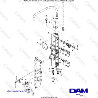 Mercury 125 DFI 1.5L - Fuel Rail