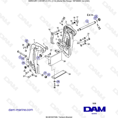Mercury 125 DFI 1.5L - Transom Bracket