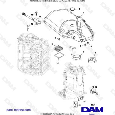Mercury 150 DFI 2.5L - Air Handler/Flywheel Cover