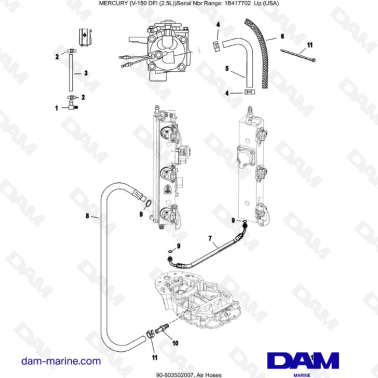 Mercury 150 DFI 2.5L - Air Hoses