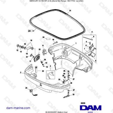 Mercury 150 DFI 2.5L - Bottom Cowl