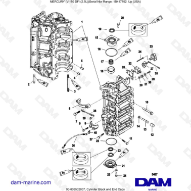 Mercury 150 DFI 2.5L - Cylinder Block and End Caps