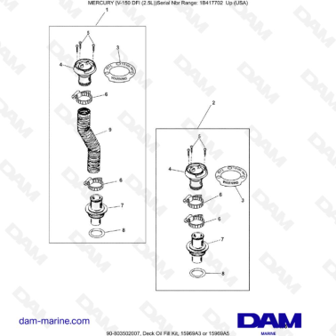 Mercury 150 DFI 2.5L - Deck Oil Fill Kit, 15969A3 or 15969A5