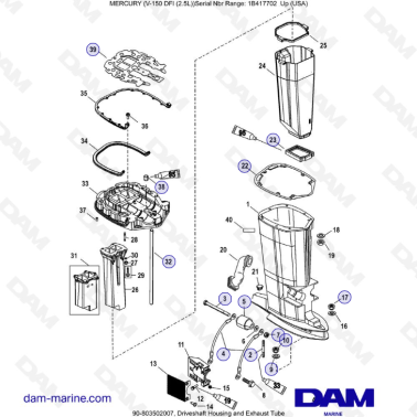 Mercury 150 DFI 2.5L - Driveshaft Housing and Exhaust Tube