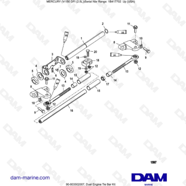 Mercury 150 DFI 2.5L - Dual Engine Tie Bar Kit