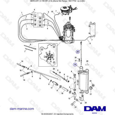 Mercury 150 DFI 2.5L - Oil Injection Components