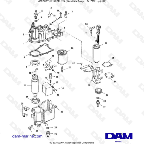Mercury 150 DFI 2.5L - Vapor Separator Components