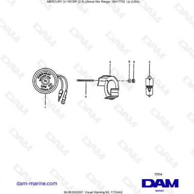 Mercury 150 DFI 2.5L - Visual Warning Kit, 17334A2