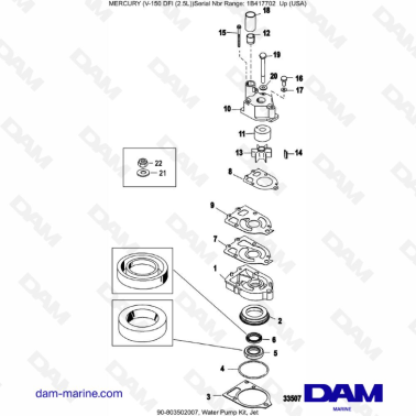 Mercury 150 DFI 2.5L - Water Pump Kit, Jet