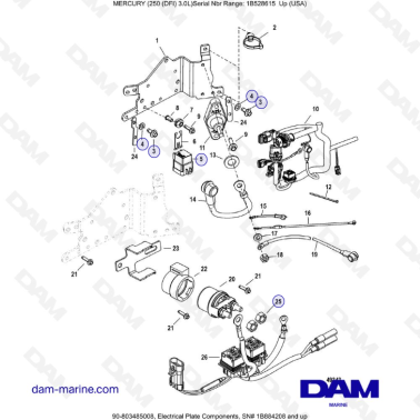 Mercury 250 DFI 3.0L - Electrical Plate Components, 1B884208 and up