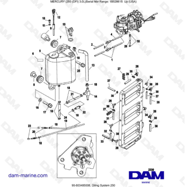 Mercury 250 DFI 3.0L - Oiling System 250