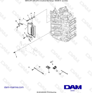 Mercury 250 DFI 3.0L - PCM Mounting