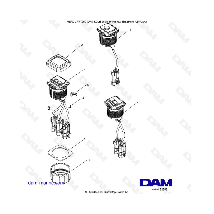 Mercury 250 DFI 3.0L - Start/Stop Switch Kit Mercury 250 DFI 3.0L - Start/Stop Switch Kit