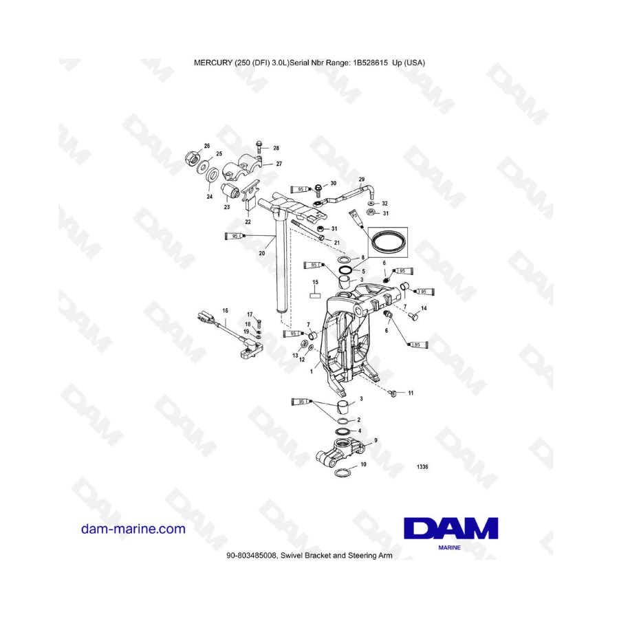 Mercury 250 DFI 3.0L  - Swivel Bracket and Steering Arm