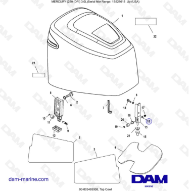 Mercury 250 DFI 3.0L - Top Cowl