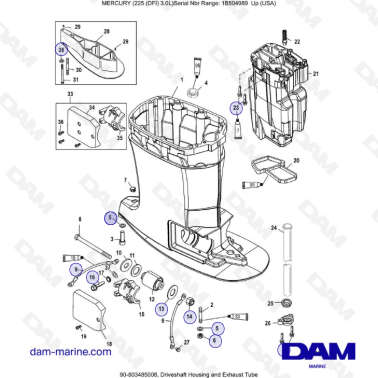 Mercury 225 DFI 3.0L - Driveshaft Housing and Exhaust Tube