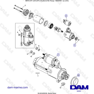 Mercury 225 DFI 3.0L - Starter Motor