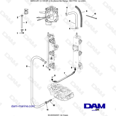 Mercury 135 DFI 2.5L - Air Hoses