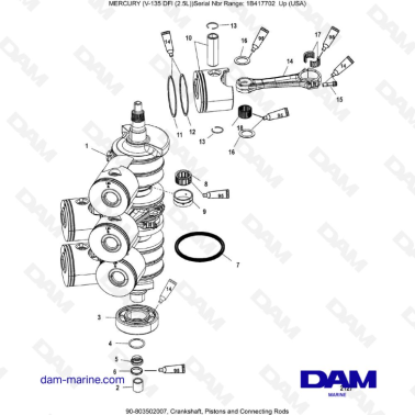 Mercury 135 DFI 2.5L - Crankshaft, Pistons and Connecting Rods