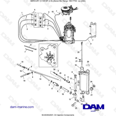 Mercury 135 DFI 2.5L - Oil Injection Components