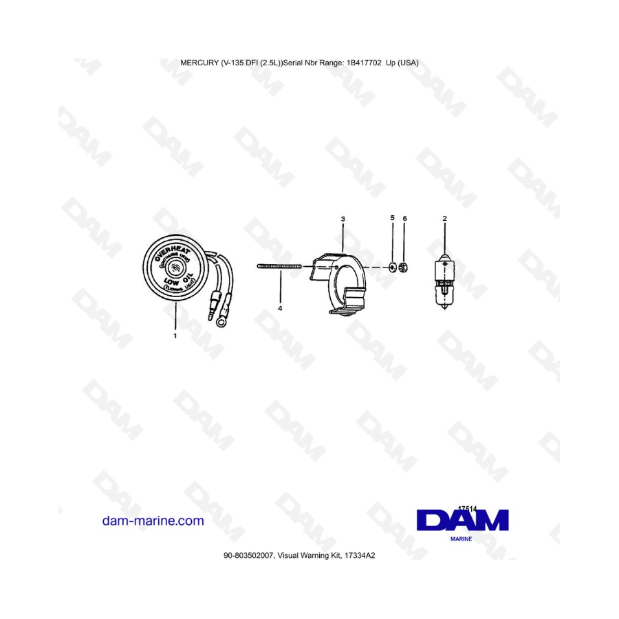 Mercury 135 DFI 2.5L - Visual Warning Kit, 17334A2 Mercury 135 DFI 2.5L - Visual Warning Kit, 17334A2