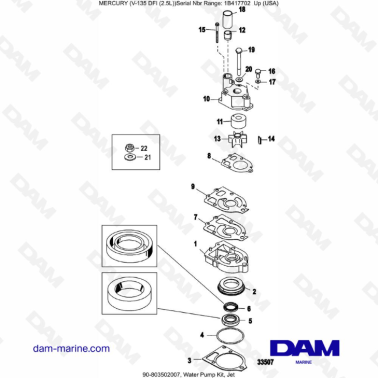 Mercury 135 DFI 2.5L - Water Pump Kit, Jet
