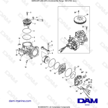 Mercury 200 DFI 3.0L - Air Compressor Components