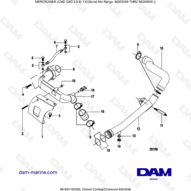 Mercruiser CMD QSD 2.0 EI 130 - Closed Cooling/Crossover Manifold