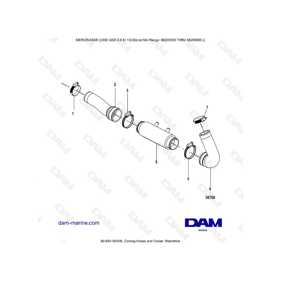 Mercruiser CMD QSD 2.0 EI 130 - Cooling Hoses and Cooler, Sterndrive