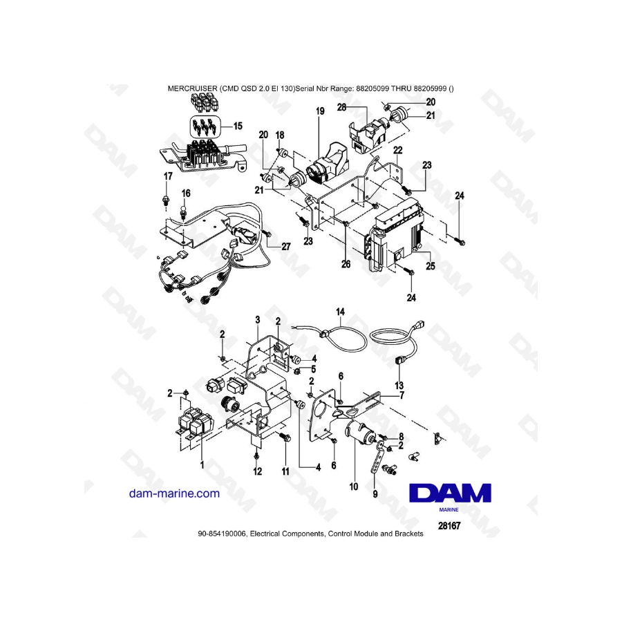 Mercruiser CMD QSD 2.0 EI 130 - Electrical Components, Control Module and Brackets