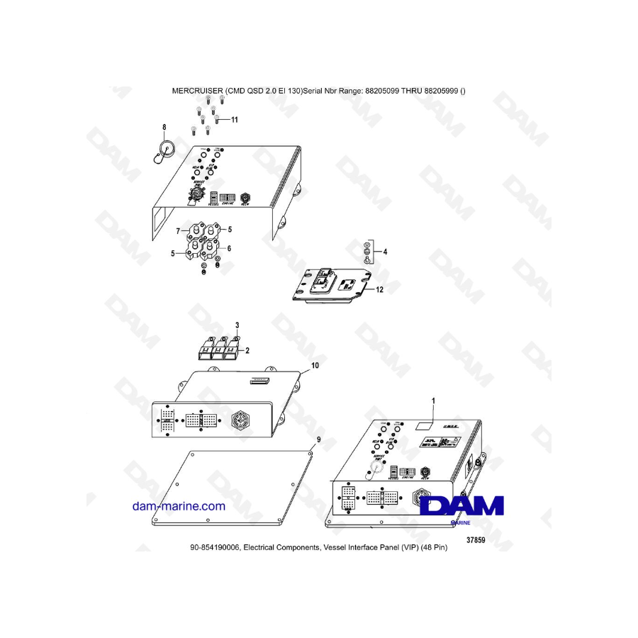Mercruiser CMD QSD 2.0 EI 130 - Electrical Components, Vessel Interface Panel (VIP) (48 Pin) Mercruiser CMD QSD 2.0 EI 130 - Electrical Components, Vessel Interface Panel (VIP) (48 Pin)
