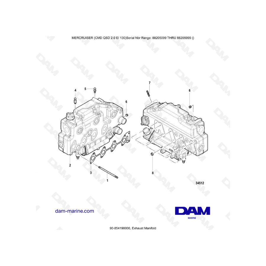 Mercruiser CMD QSD 2.0 EI 130 - Exhaust Manifold Mercruiser CMD QSD 2.0 EI 130 - Exhaust Manifold