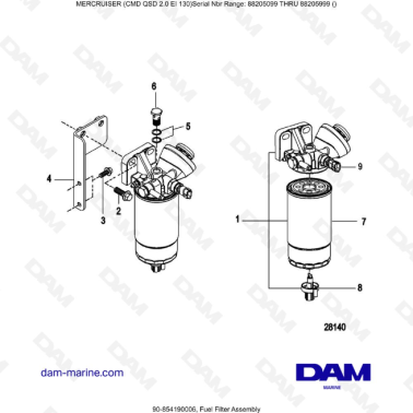 Mercruiser CMD QSD 2.0 EI 130 - Fuel Filter Assembly